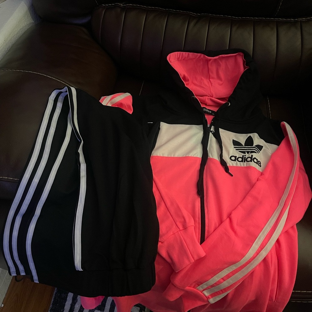 Adidas Pink and Black Track Jacket